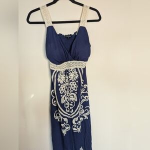 Just Love Navy and Cream Maxi Dress Size S